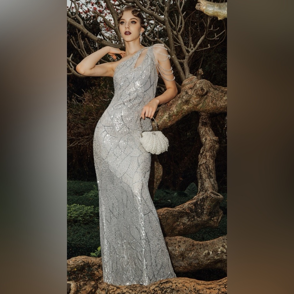 Babebeyond Embellished Sequin Asymmetric Dress